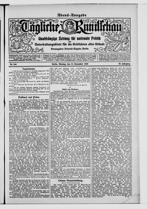 Tägliche Rundschau vom 21.11.1910