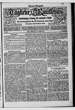 Tägliche Rundschau vom 09.08.1911