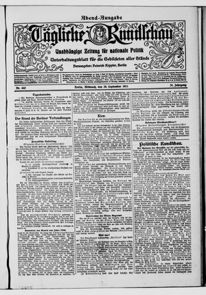 Tägliche Rundschau vom 20.09.1911