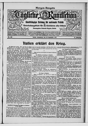 Tägliche Rundschau vom 30.09.1911