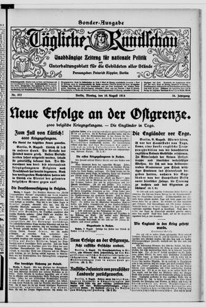 Tägliche Rundschau vom 10.08.1914