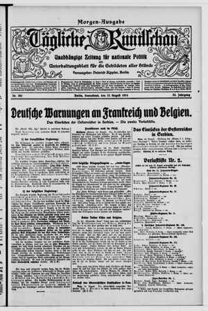 Tägliche Rundschau vom 15.08.1914