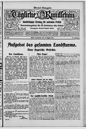 Tägliche Rundschau vom 15.08.1914