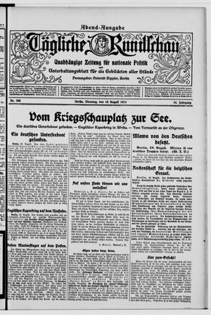 Tägliche Rundschau vom 18.08.1914