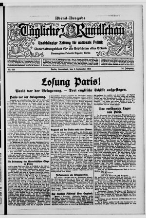 Tägliche Rundschau vom 05.09.1914