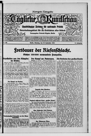 Tägliche Rundschau vom 29.09.1914