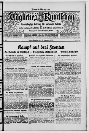 Tägliche Rundschau vom 29.09.1914