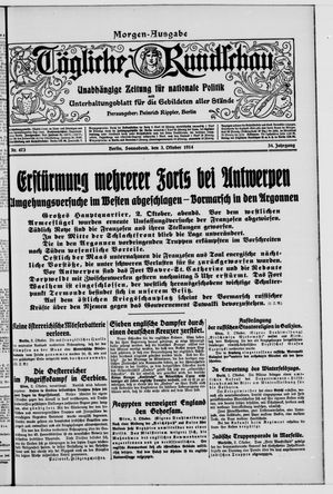 Tägliche Rundschau vom 03.10.1914