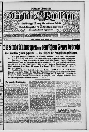 Tägliche Rundschau vom 04.10.1914
