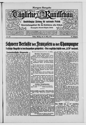Tägliche Rundschau on Mar 15, 1915