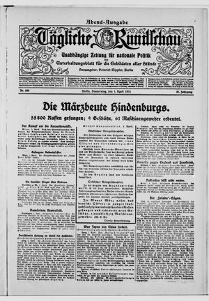 Tägliche Rundschau on Apr 1, 1915