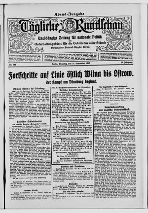 Tägliche Rundschau vom 21.09.1915