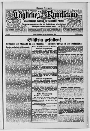 Tägliche Rundschau vom 11.09.1916