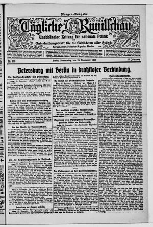 Tägliche Rundschau on Nov 29, 1917