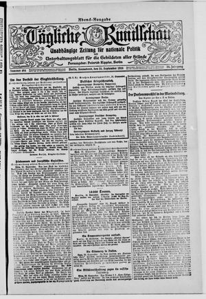 Tägliche Rundschau vom 21.09.1918