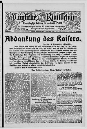 Tägliche Rundschau vom 09.11.1918