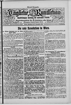 Tägliche Rundschau on Nov 13, 1918