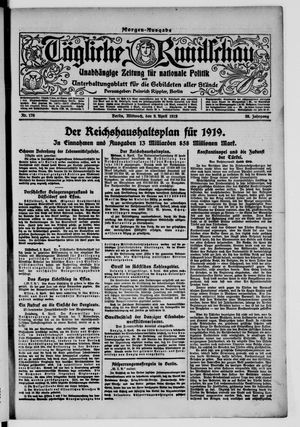 Tägliche Rundschau on Apr 9, 1919