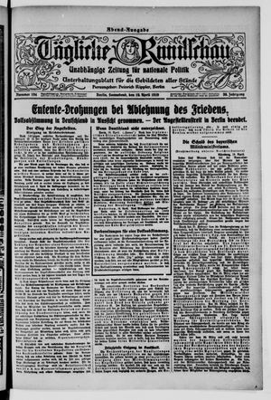 Tägliche Rundschau on Apr 19, 1919
