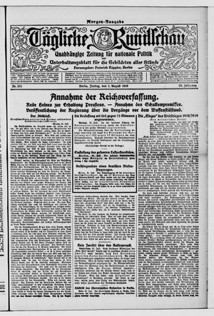 Tägliche Rundschau on Aug 1, 1919