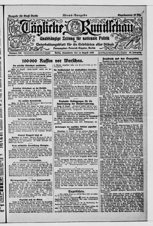 Tägliche Rundschau vom 14.08.1920