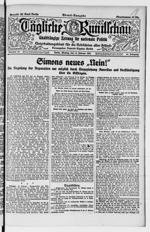 Tägliche Rundschau vom 14.02.1921