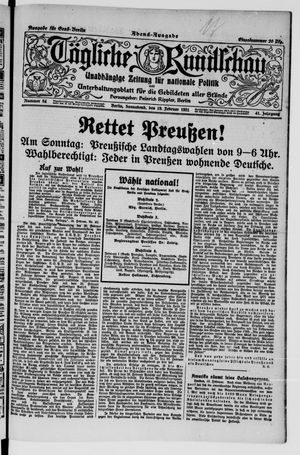 Tägliche Rundschau on Feb 19, 1921