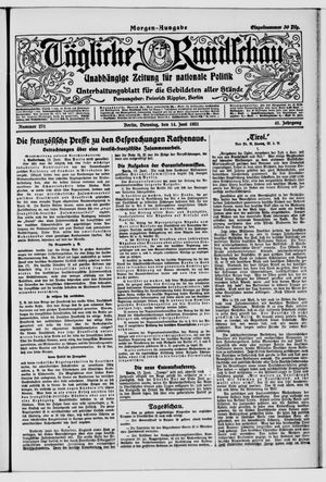 Tägliche Rundschau on Jun 14, 1921