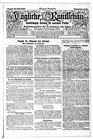 Tägliche Rundschau vom 30.06.1921