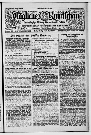 Tägliche Rundschau vom 08.08.1921