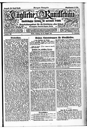 Tägliche Rundschau vom 21.08.1921
