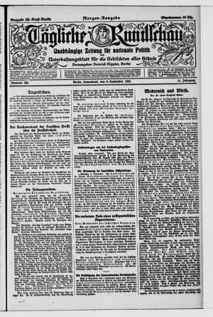 Tägliche Rundschau on Sep 3, 1921