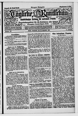 Tägliche Rundschau vom 10.09.1921