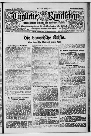 Tägliche Rundschau vom 12.09.1921