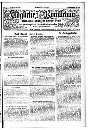 Tägliche Rundschau vom 10.11.1921