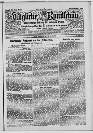 Tägliche Rundschau vom 22.04.1922