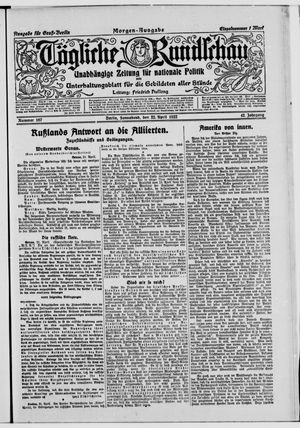 Tägliche Rundschau vom 22.04.1922