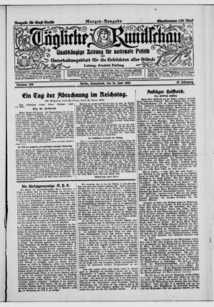 Tägliche Rundschau vom 24.06.1922