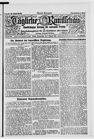 Tägliche Rundschau vom 03.08.1922