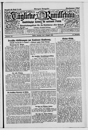 Tägliche Rundschau vom 08.08.1922