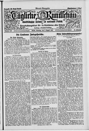 Tägliche Rundschau vom 08.08.1922