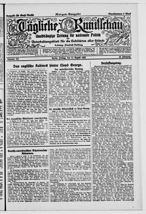 Tägliche Rundschau vom 11.08.1922