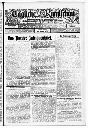 Tägliche Rundschau vom 14.01.1927
