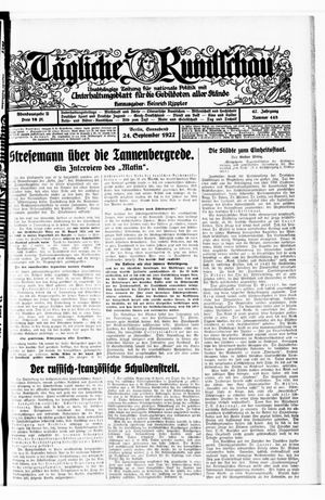 Tägliche Rundschau vom 24.09.1927
