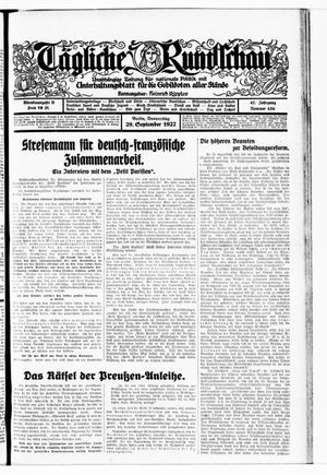 Tägliche Rundschau vom 29.09.1927