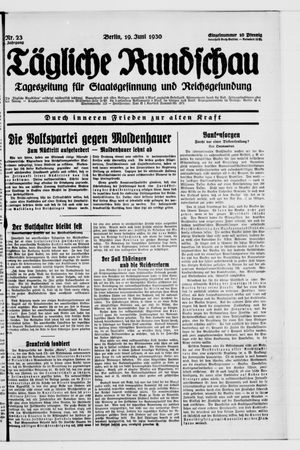 Tägliche Rundschau vom 19.06.1930