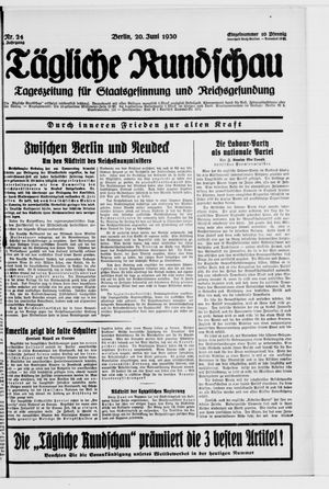 Tägliche Rundschau vom 20.06.1930