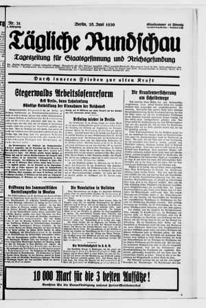 Tägliche Rundschau vom 28.06.1930