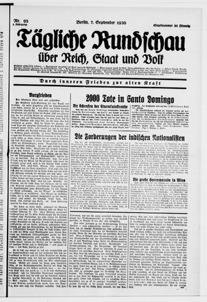 Tägliche Rundschau on Sep 7, 1930
