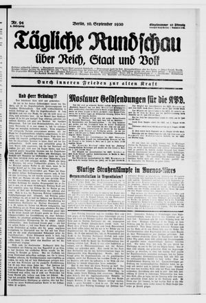 Tägliche Rundschau vom 10.09.1930